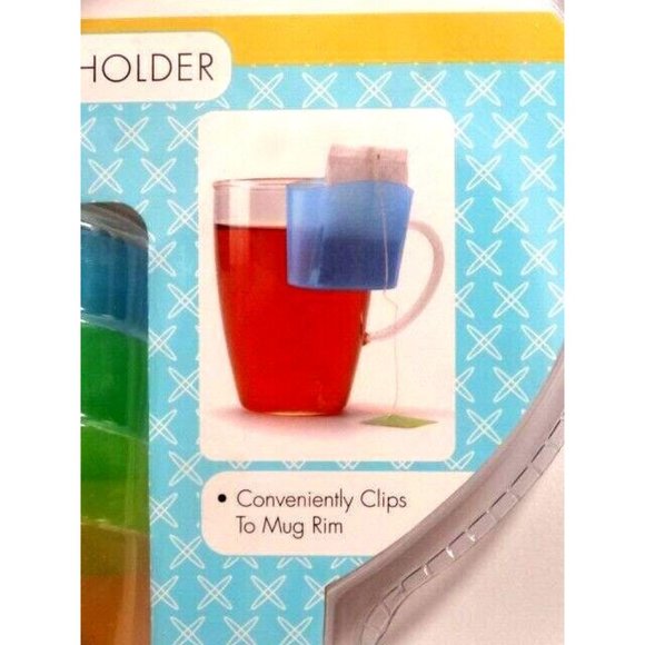 Tea Bag Holder 4-Pack Conveniently Clips to Mug Cup Rim Plastic Multicolors - Picture 2 of 3